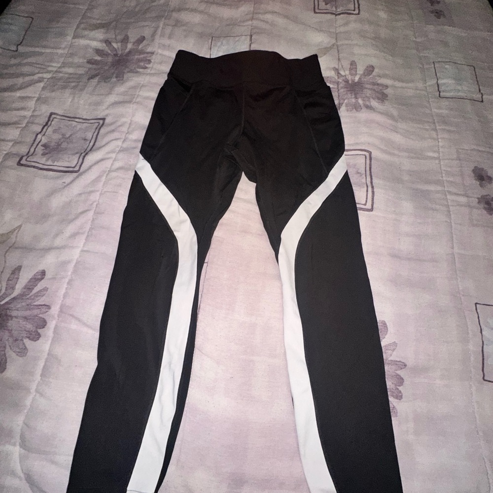 Avia Black Leggings with White Logo